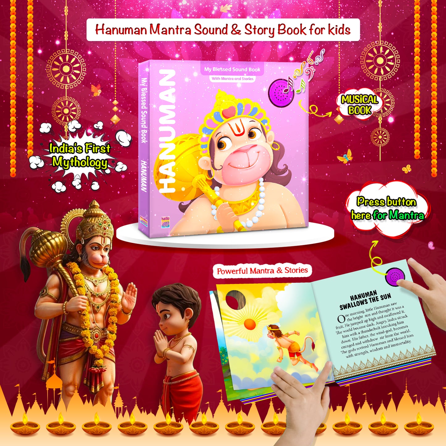 Hanuman Mantra Sound and Story Book | India's First Mythology Shloka & Mantra Sound Book for Kids