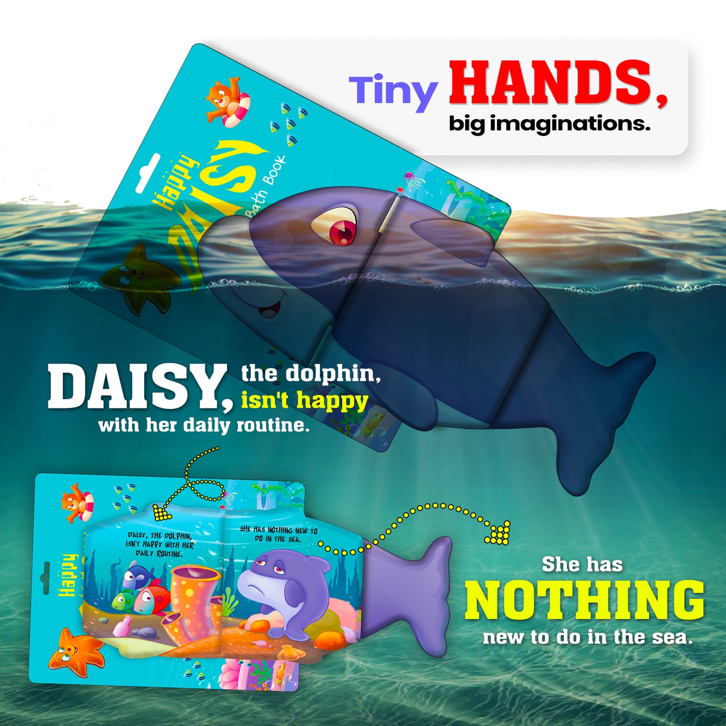 Happy Daisy Bath Book | Waterproof Soft Bath Book for Babies & Toddlers | Interactive Bath Time Book