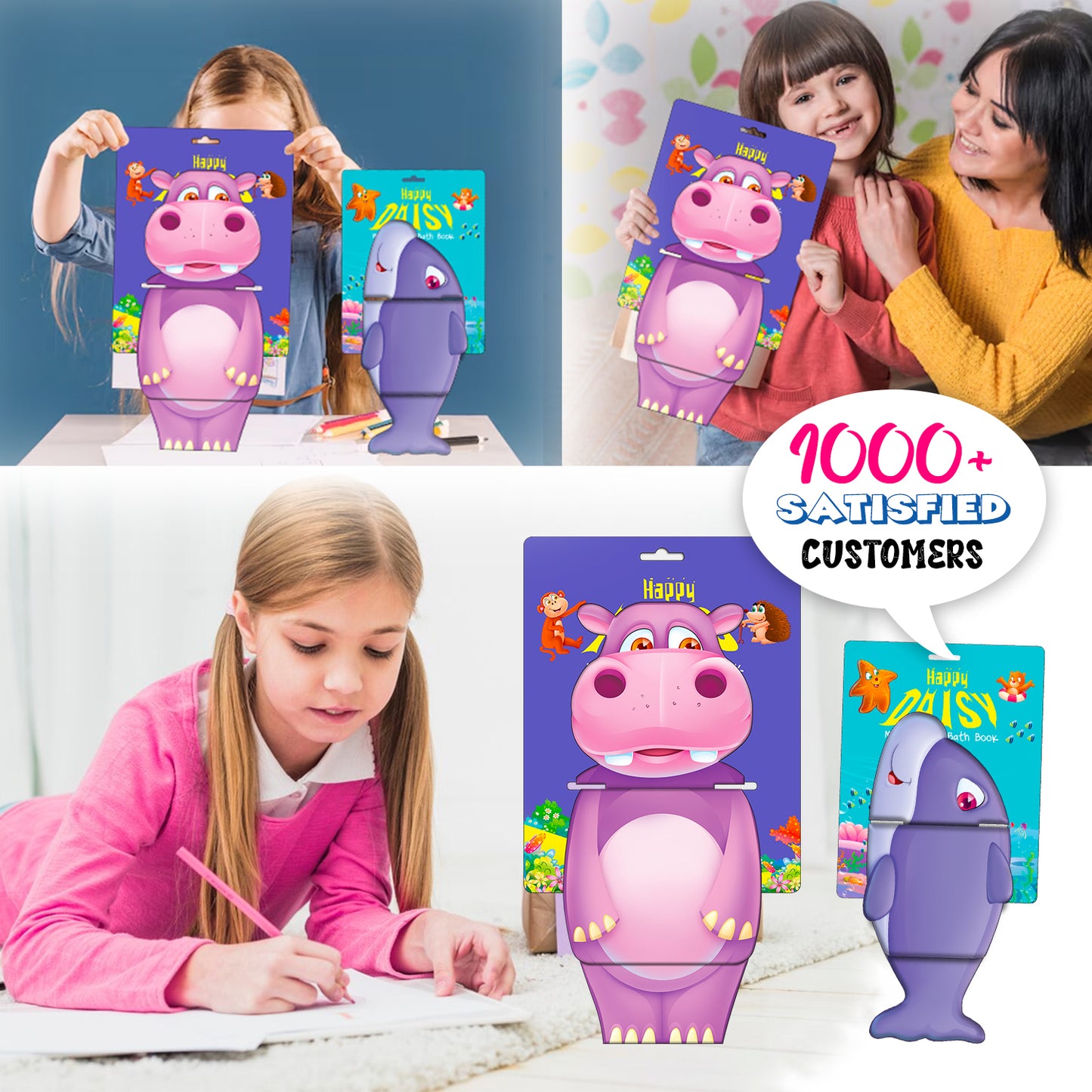 Happy Hippo Bath Book | Waterproof Soft Bath Book for Babies & Toddlers | Interactive Bath Time Book