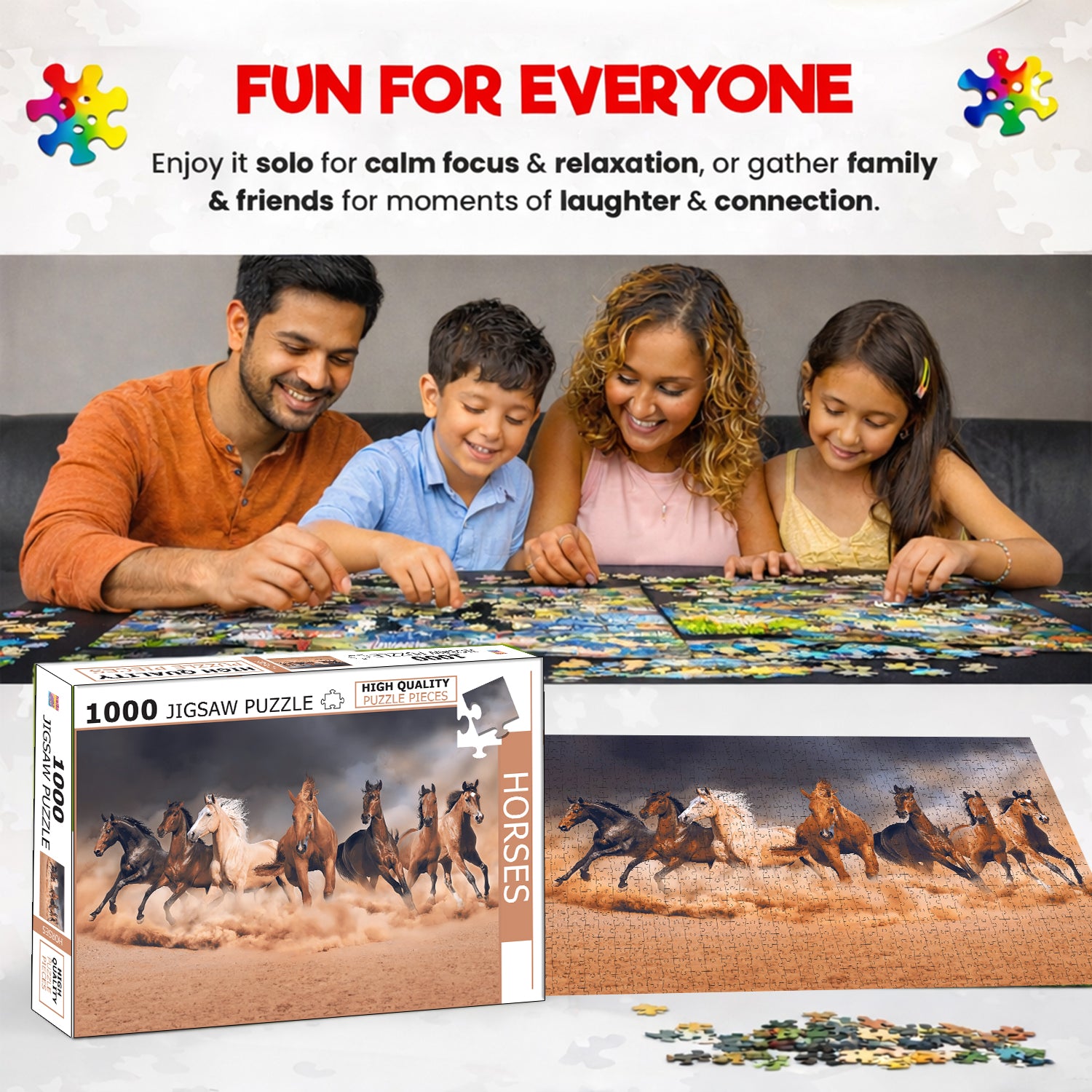 Horses Jigsaw Puzzle - Completed puzzle dimensions