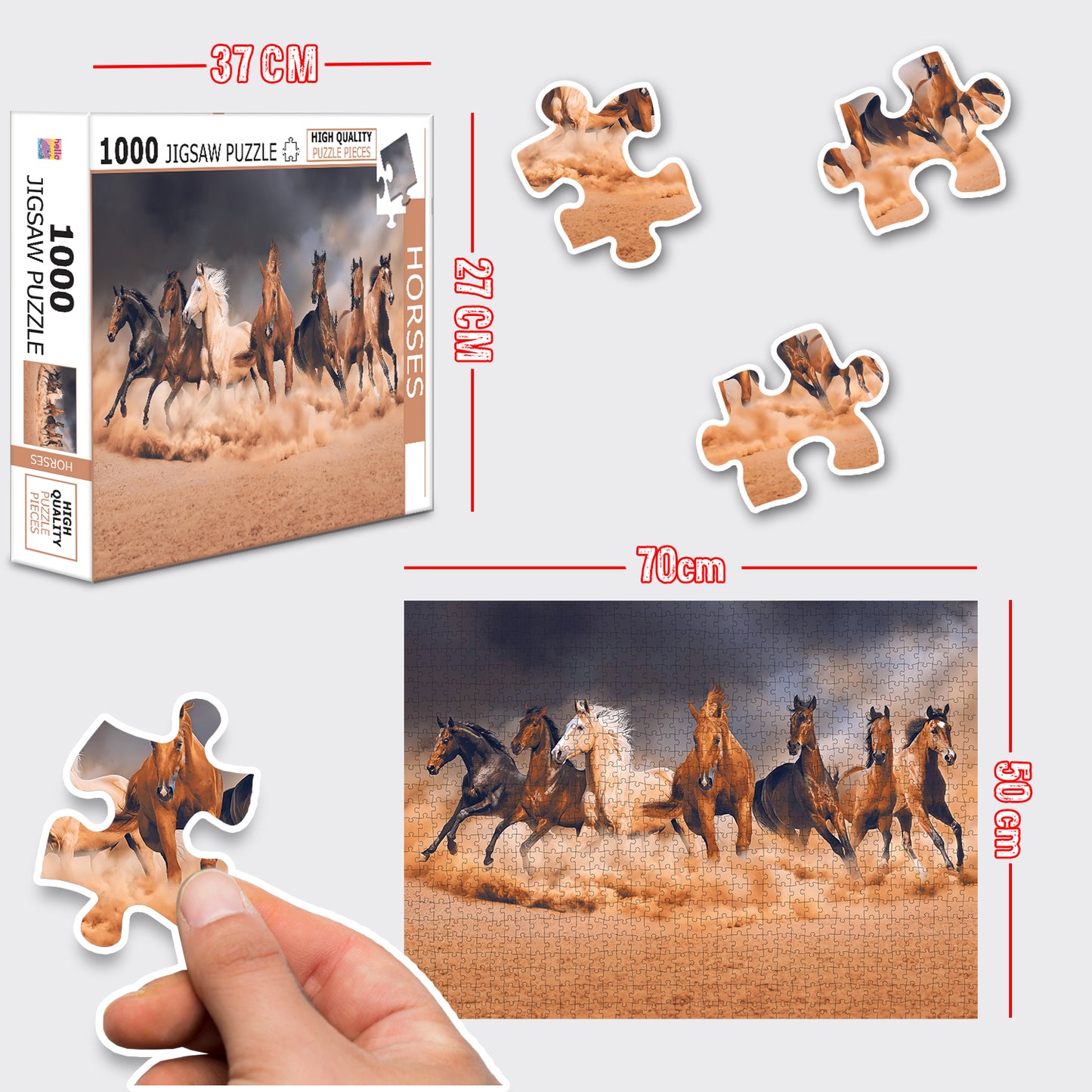 Horses Jigsaw Puzzle - Box dimensions