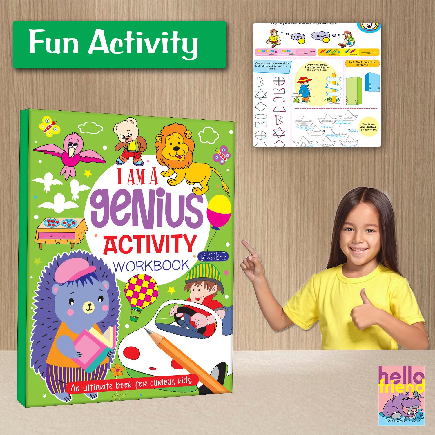 I Am a Genius Activity Workbook Book 2 - Fun Activity cover with inside pages