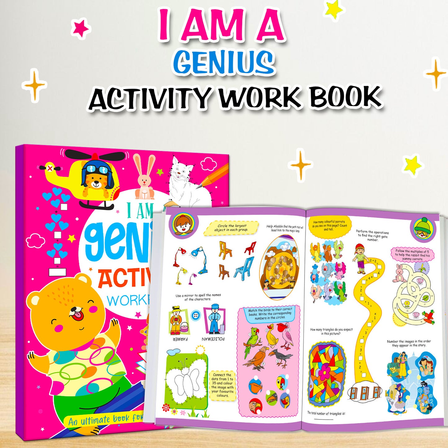 I Am a Genius Activity Workbook Book 1 - Inside pages spread with activities