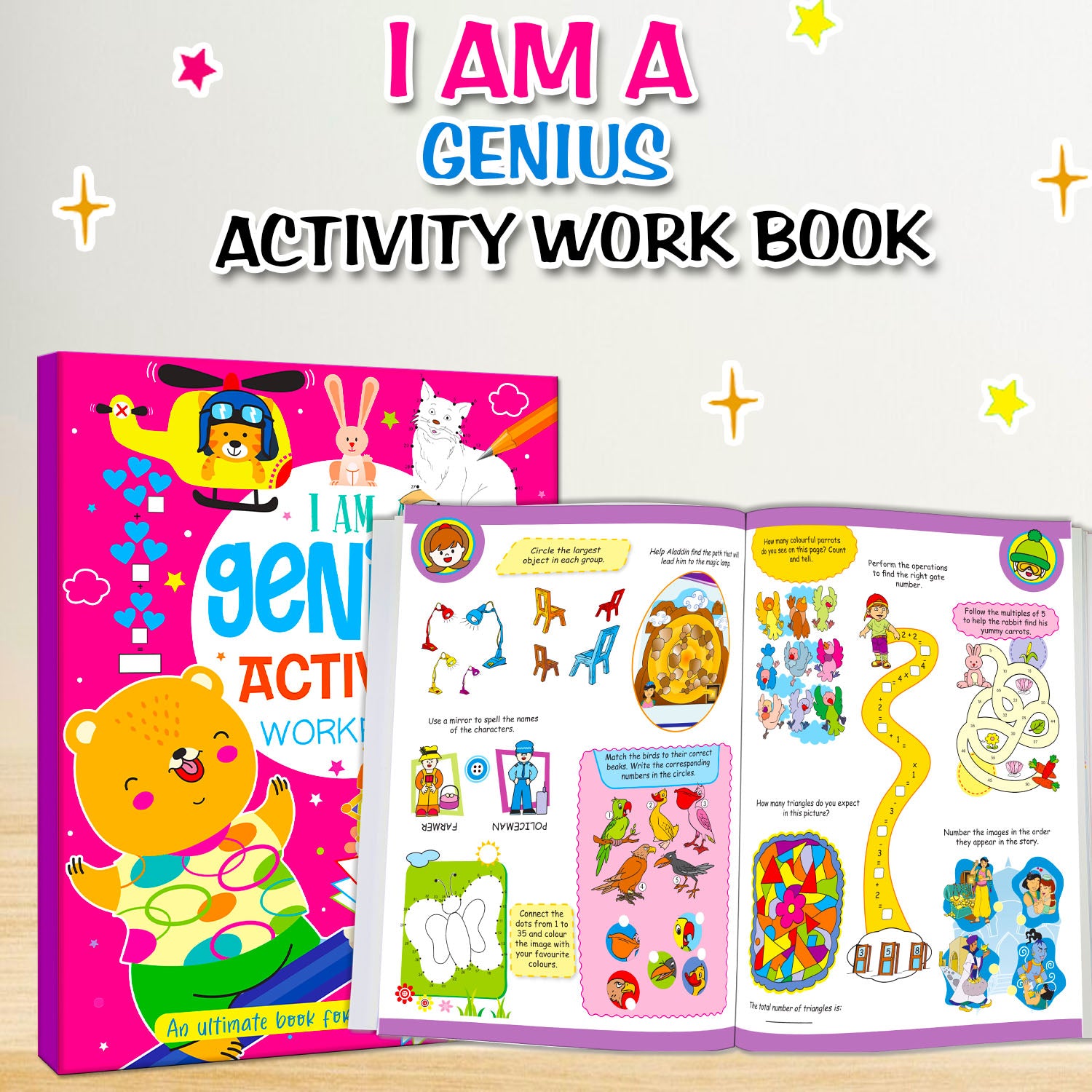 I Am a Genius Activity Workbook Book 1 - Inside pages spread with activities