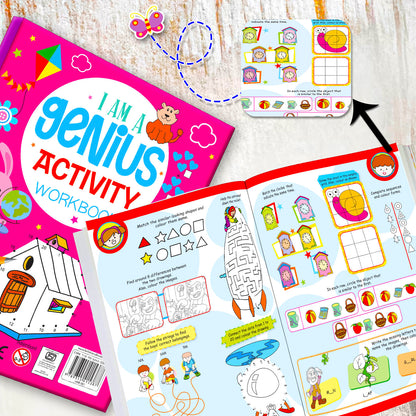 I Am a Genius Activity Workbook Book 1 - Inside pages with back cover flat lay