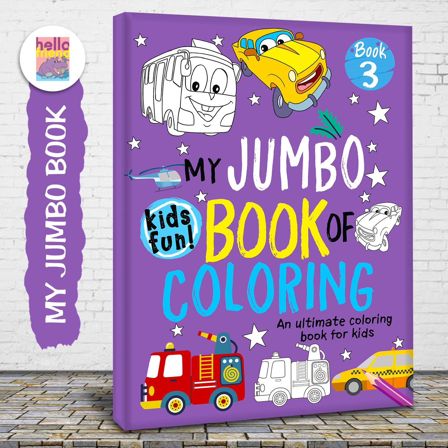 My Jumbo Book of Coloring 3 - 3D spine view with Hello Friends branding