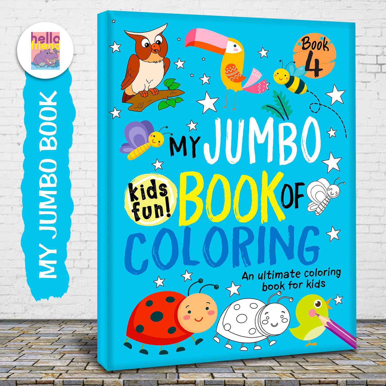 My Jumbo Book of Coloring 4 - 3D spine view with Hello Friends branding