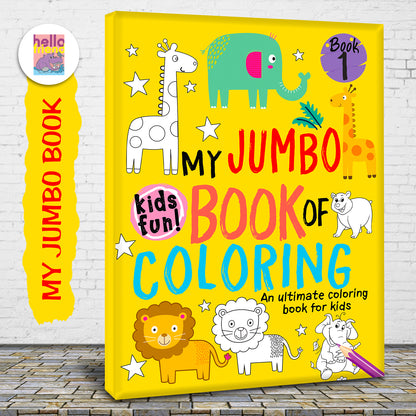 My Jumbo Book of Coloring 1 - 3D spine view with Hello Friends branding