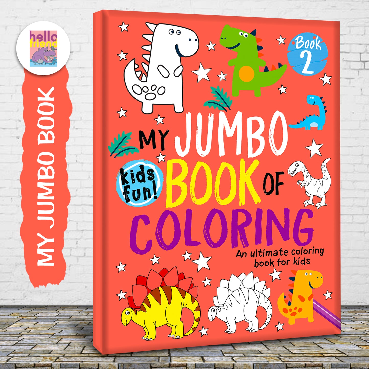 My Jumbo Book of Coloring 2 - 3D spine view with Hello Friends branding