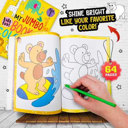 My Jumbo Book of Coloring 1 - Interior spread: Shine Bright Like Your Favourite Color — bear surfing, 64 pages