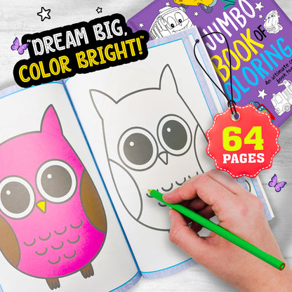 My Jumbo Book of Coloring 3 - Interior spread: Dream Big Color Bright lifestyle with owl page