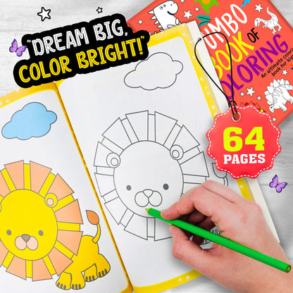 My Jumbo Book of Coloring 2 - Interior spread: Dream Big Color Bright — lion colouring page, 64 pages