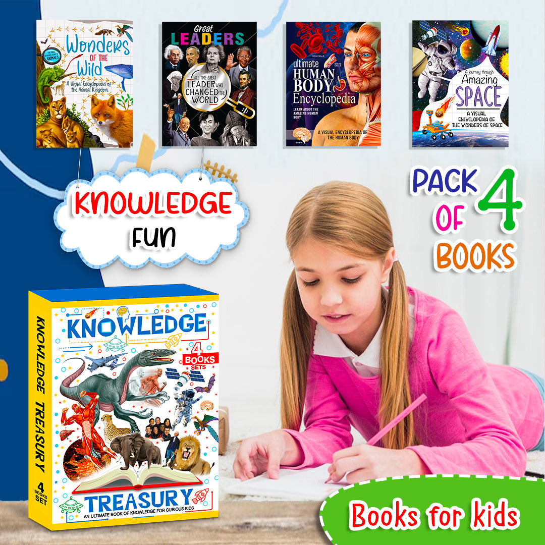 Knowledge 4 Books Set | Illustrated Encyclopedia Collection for Kids | Educational Hardcover Book Set