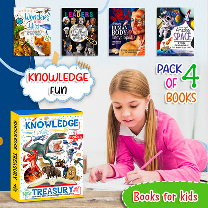 Knowledge 4 Books Set | Illustrated Encyclopedia Collection for Kids | Educational Hardcover Book Set