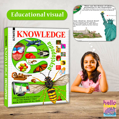 Ultimate Knowledge Encyclopedia - Educational visual front cover with child