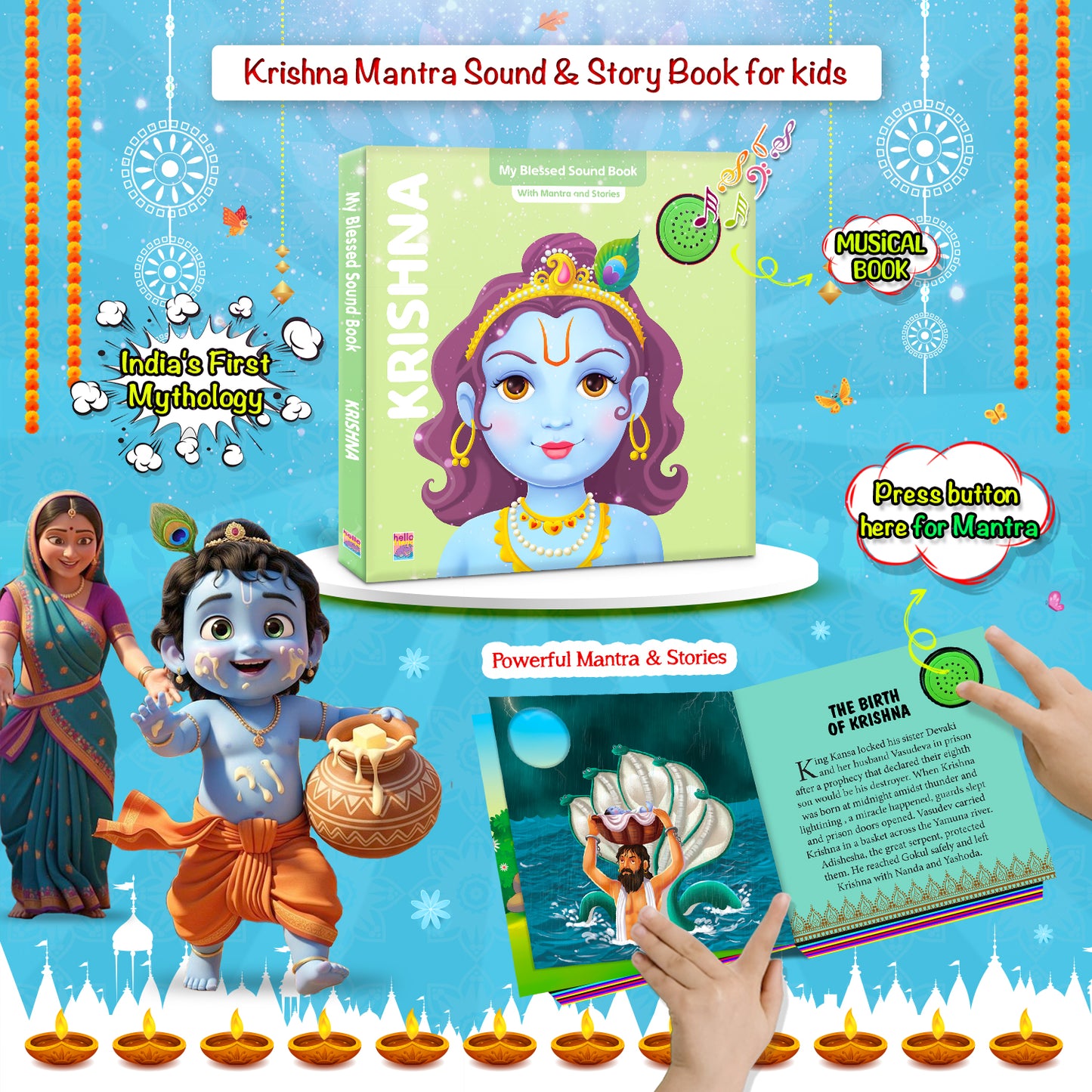Krishna Sound Book | Mythology Mantra & Story Sound Book for Kids