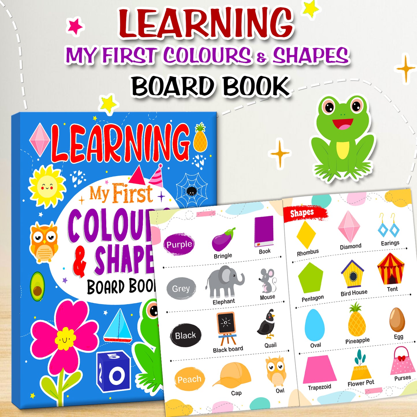 Learning My First Colours & Shapes | Illustrated Board Book for Kids