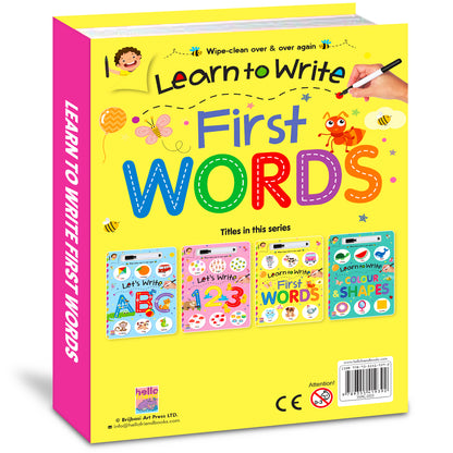 Learn to Write First Words | Wipe & Clean First Words Practice Book for Kids | Reusable Early Learning Activity Book