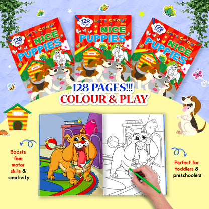 Let's Colour the Nice Puppies | Puppy Coloring Book for Kids | Cute Dog Creative Activity Book