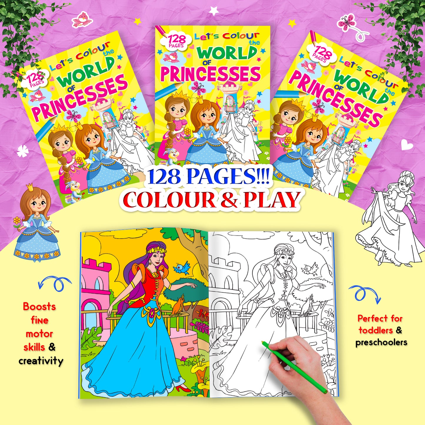 Let's Colour the World of Princesses | Princess Coloring Book for Kids | Magical Creative Activity Book