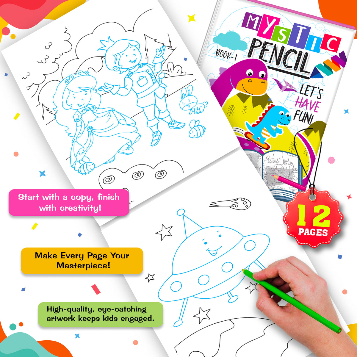 Let's Have Fun Mystic Pencil Book – 1 | Reusable Magic Water Coloring Activity Book for Kids