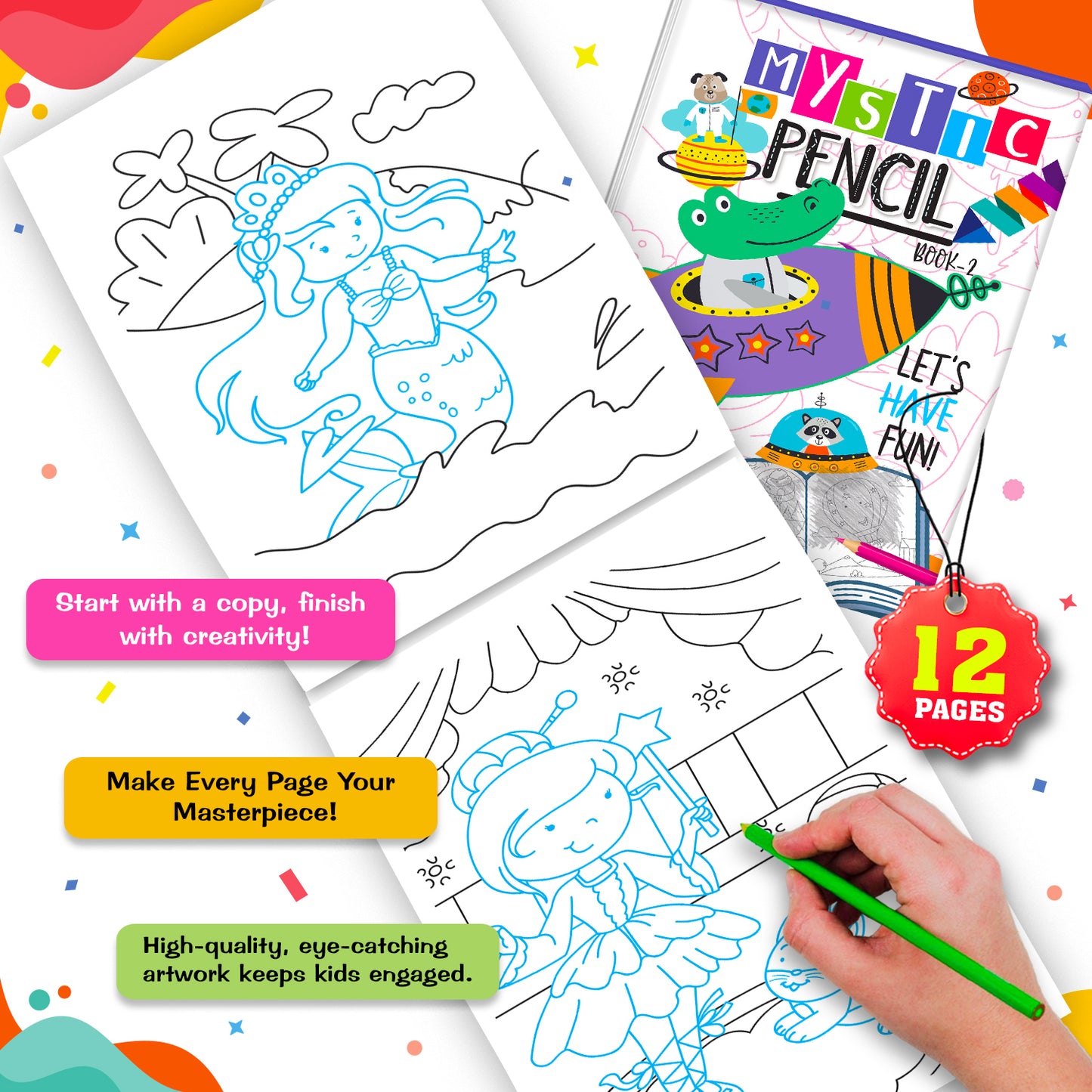 Let's Have Fun Mystic Pencil Book – 2 | Reusable Magic Water Coloring Activity Book for Kids