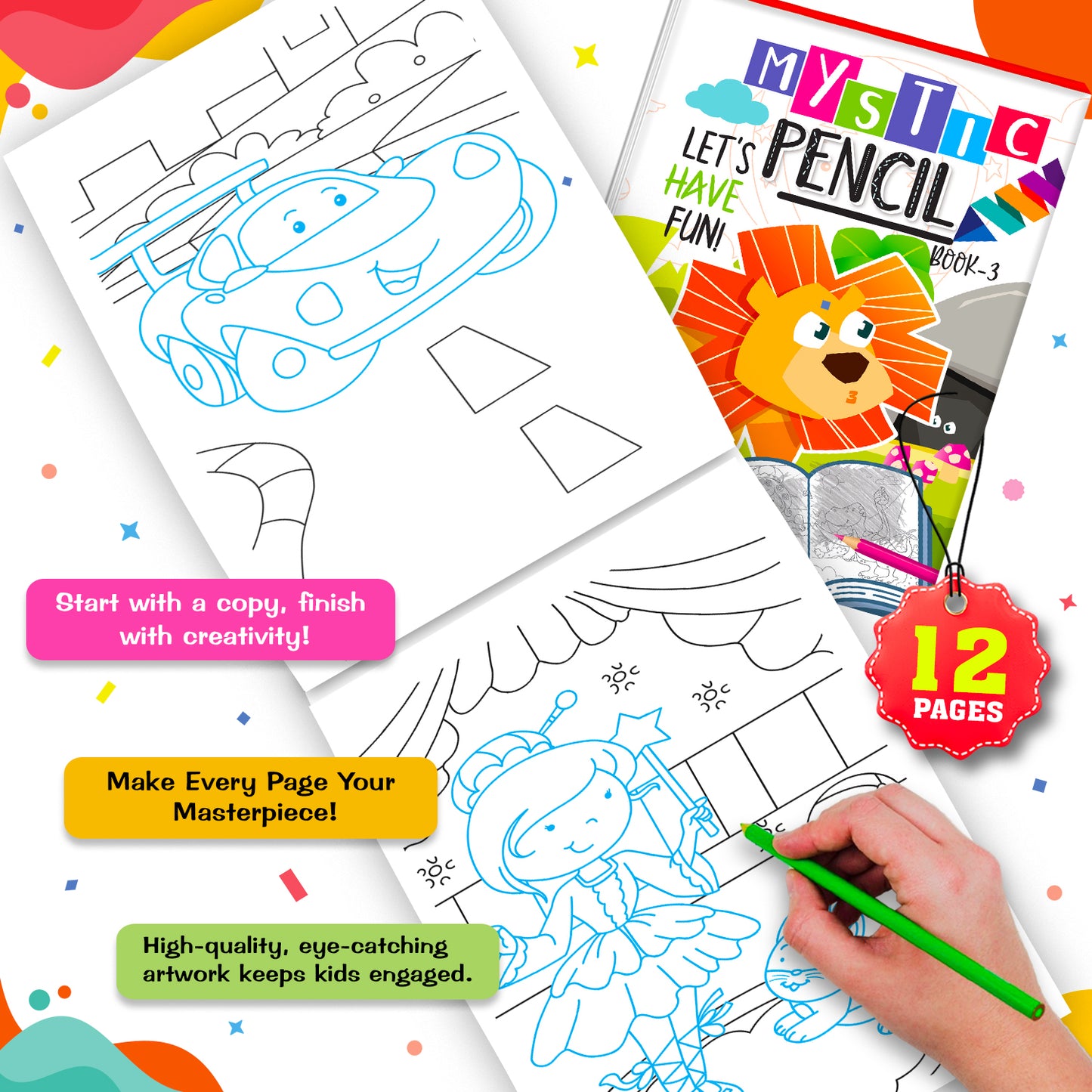 Let's Have Fun Mystic Pencil Book – 3 | Reusable Magic Water Coloring Activity Book for Kids