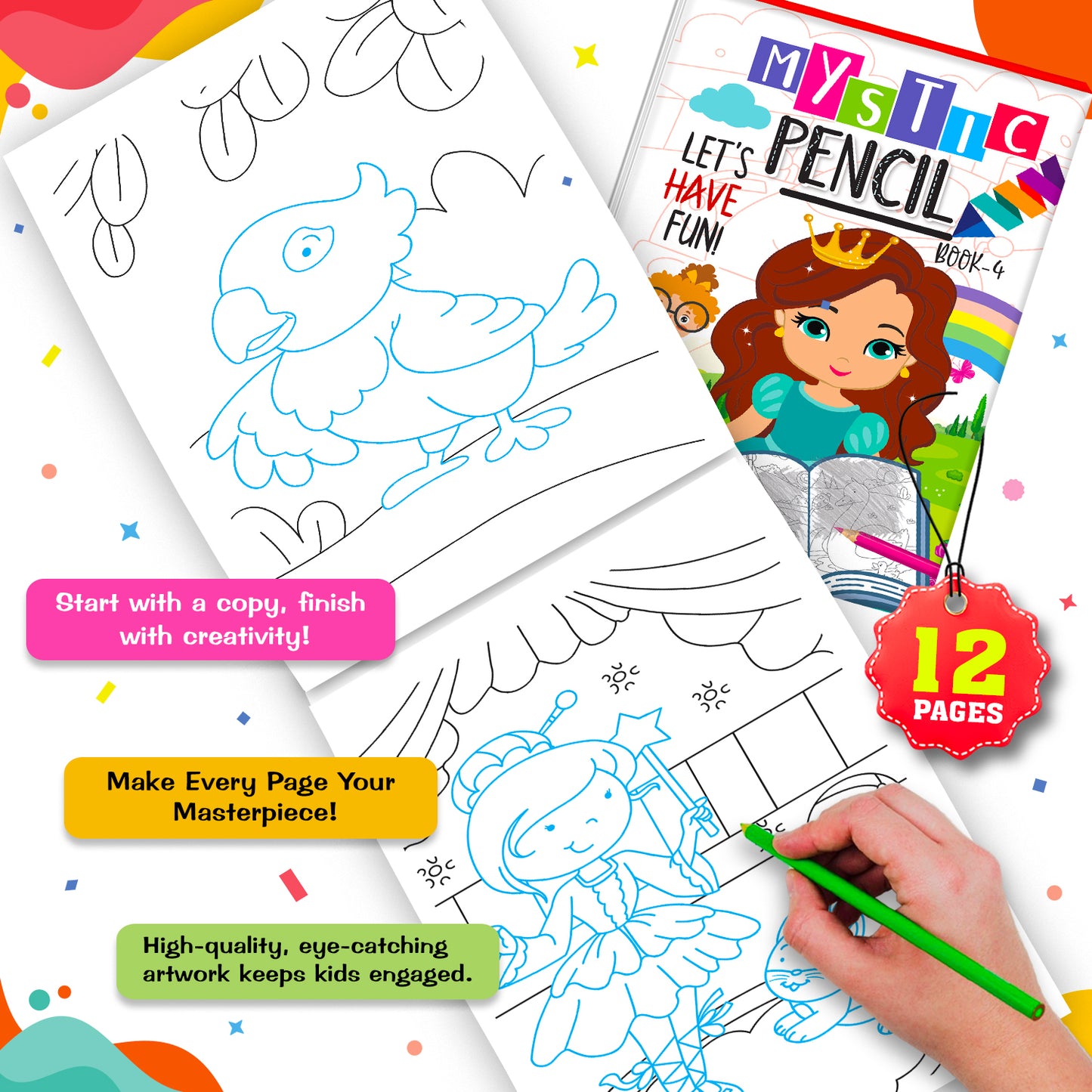 Let's Have Fun Mystic Pencil Book – 4 | Reusable Magic Water Coloring Activity Book for Kids