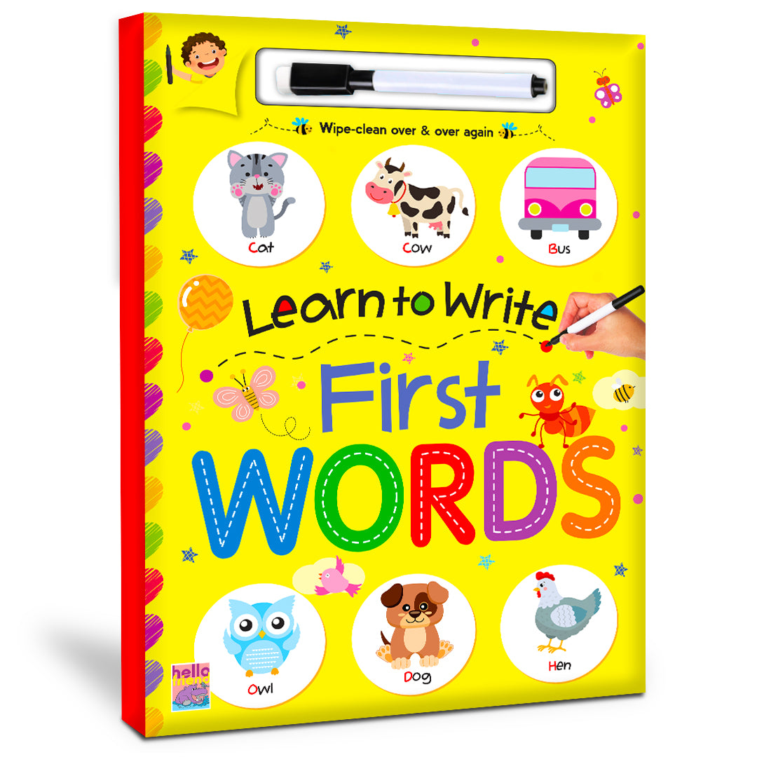 Learn to Write First Words | Wipe & Clean First Words Practice Book for Kids | Reusable Early Learning Activity Book