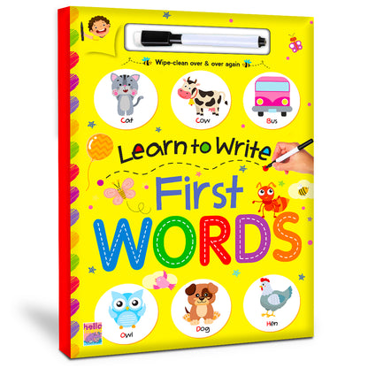 Learn to Write First Words | Wipe & Clean First Words Practice Book for Kids | Reusable Early Learning Activity Book