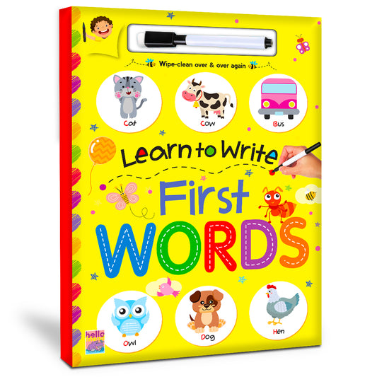 Learn to Write First Words | Wipe & Clean First Words Practice Book for Kids | Reusable Early Learning Activity Book