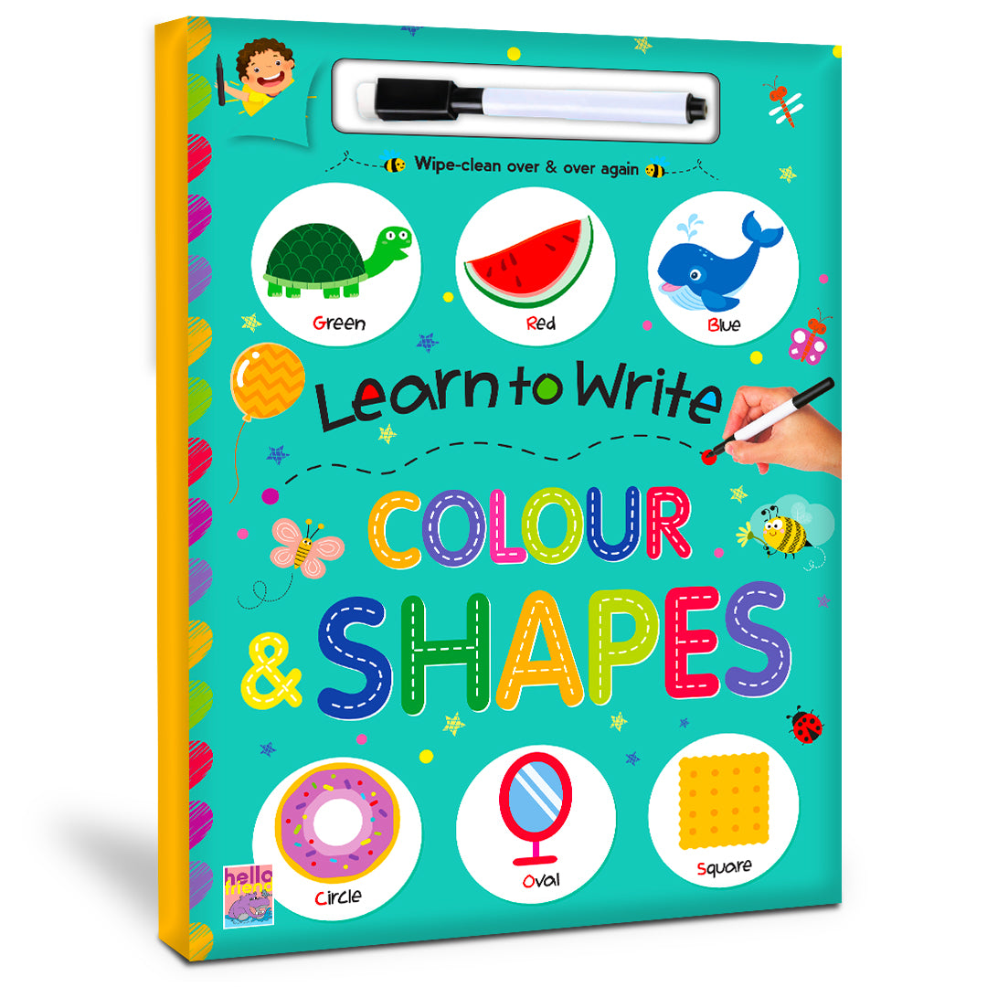 Learn to Write Colour & Shapes | Wipe & Clean Early Learning Book for Kids | Reusable Writing Practice Book