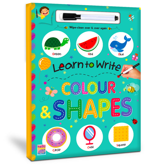 Learn to Write Colour & Shapes | Wipe & Clean Early Learning Book for Kids | Reusable Writing Practice Book