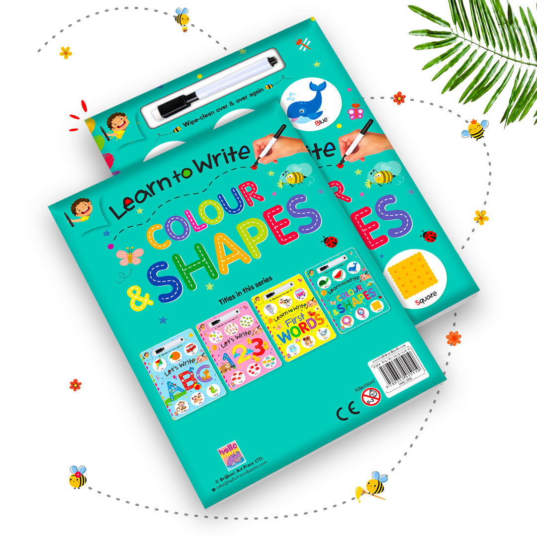 Learn to Write Colour & Shapes | Wipe & Clean Early Learning Book for Kids | Reusable Writing Practice Book
