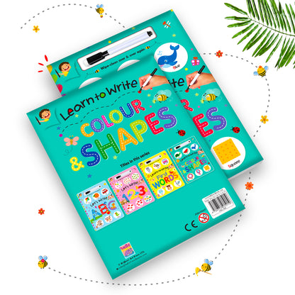 Learn to Write Colour & Shapes | Wipe & Clean Early Learning Book for Kids | Reusable Writing Practice Book