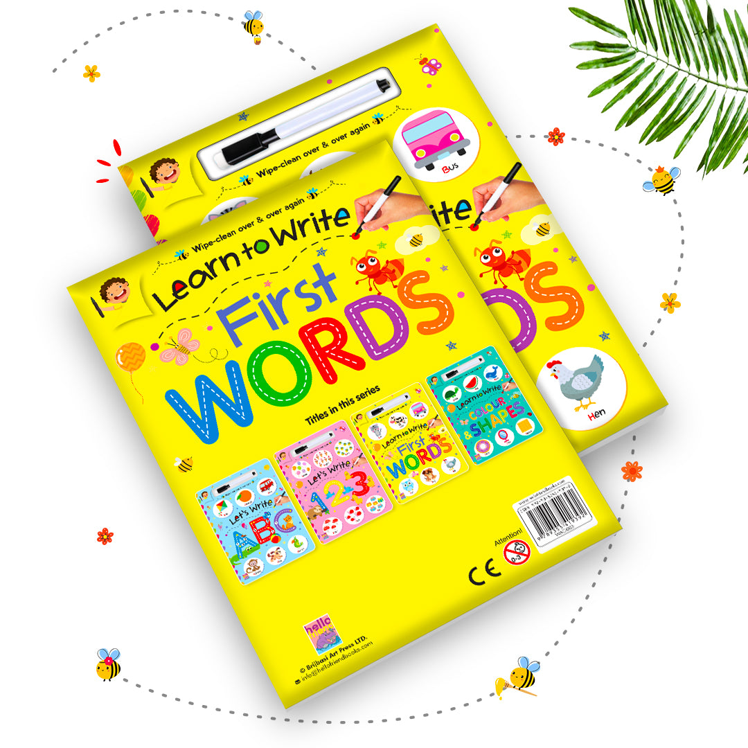 Learn to Write First Words | Wipe & Clean First Words Practice Book for Kids | Reusable Early Learning Activity Book