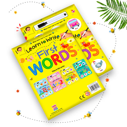 Learn to Write First Words | Wipe & Clean First Words Practice Book for Kids | Reusable Early Learning Activity Book