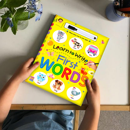 Learn to Write First Words | Wipe & Clean First Words Practice Book for Kids | Reusable Early Learning Activity Book