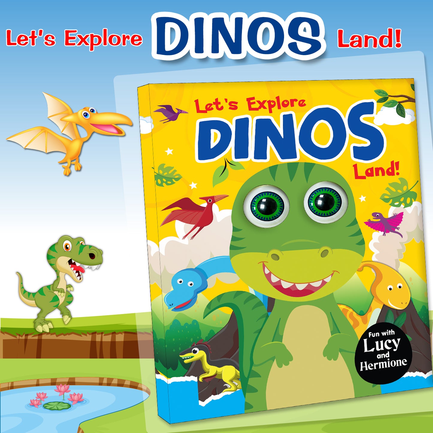 Let's Explore Dinos Land! | 3D Moving Eyes Board Book for Kids | Interactive Dinosaur Story Book with Moving Eyeballs