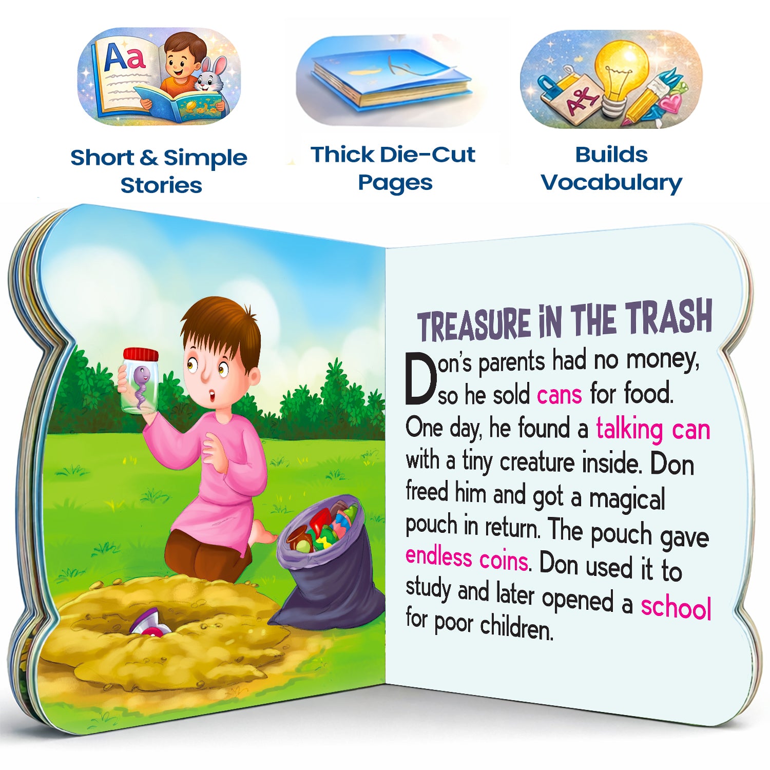 5-in-1 Magical Tales - Interior spread Treasure in the Trash story with features