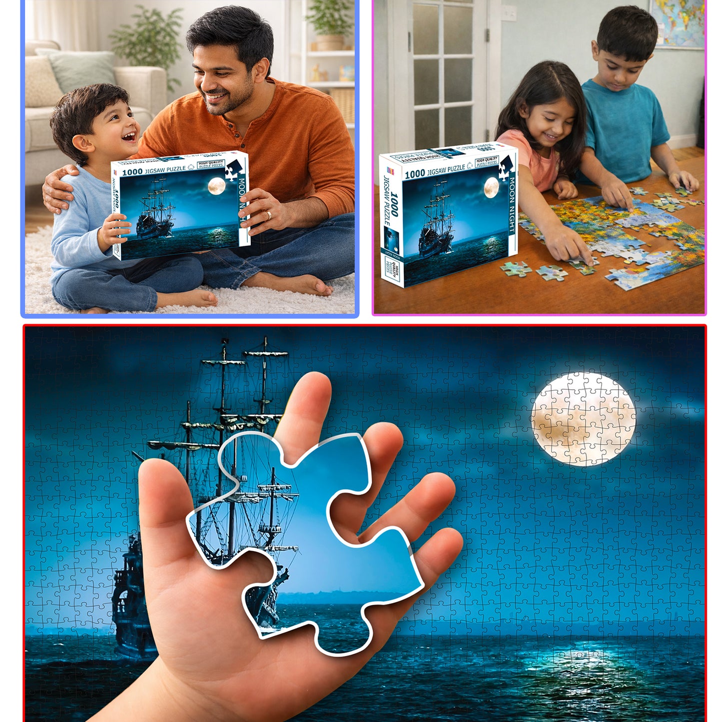 Moon Night Jigsaw Puzzle | 1000 Piece Educational Puzzle for Kids & Adults | Brain Boosting Puzzle Game