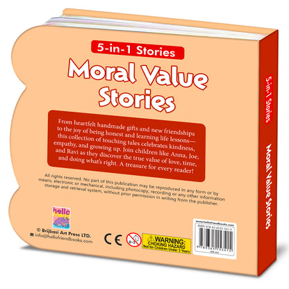 5-in-1 Moral Value Stories - Back cover with blurb and ISBN