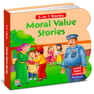 5-in-1 Moral Value Stories | Shaped Board Book with Large Print Stories for Kids