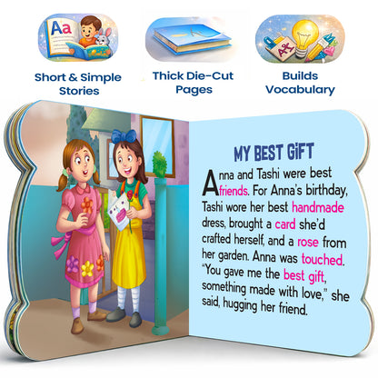 5-in-1 Moral Value Stories - Interior spread My Best Gift story with features