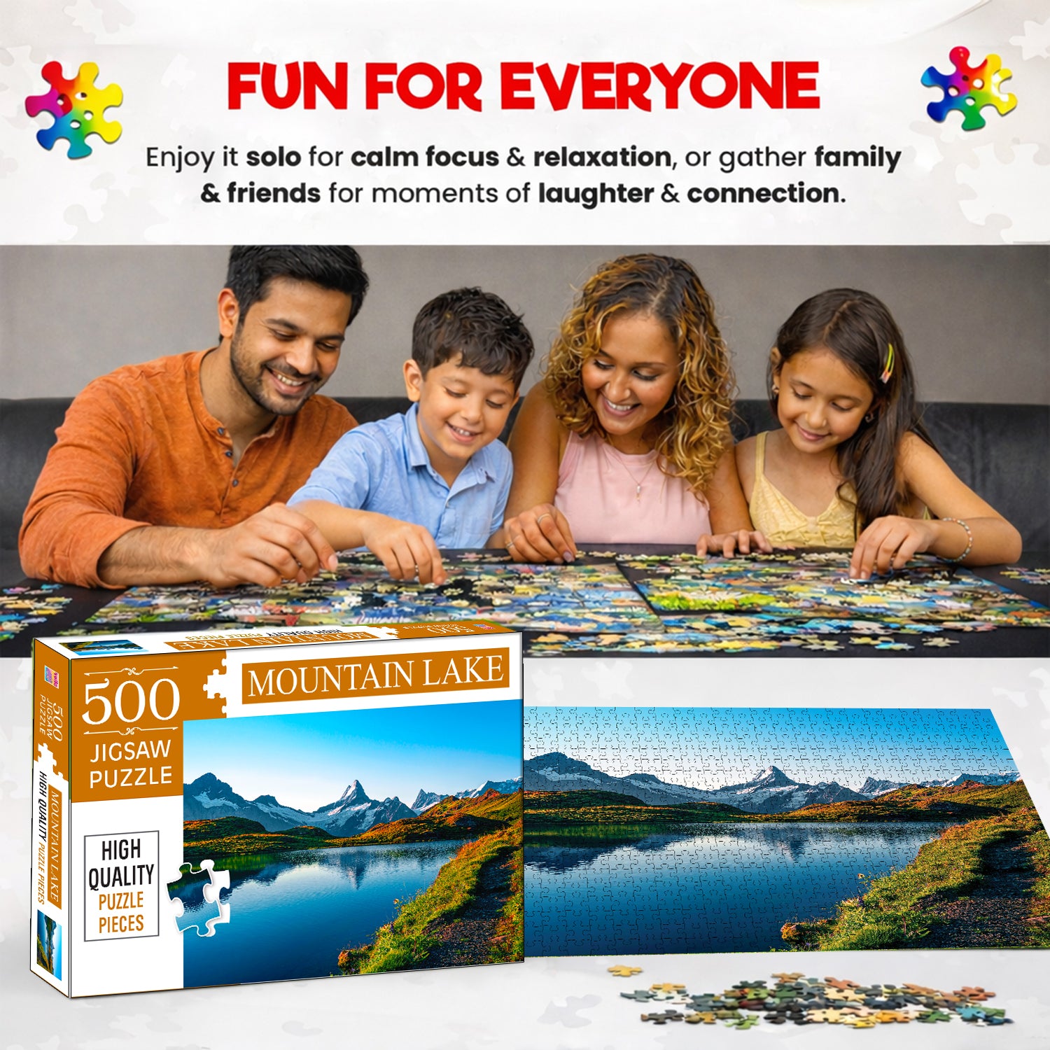Mountain Lake Jigsaw Puzzle - Box & Puzzle Dimensions