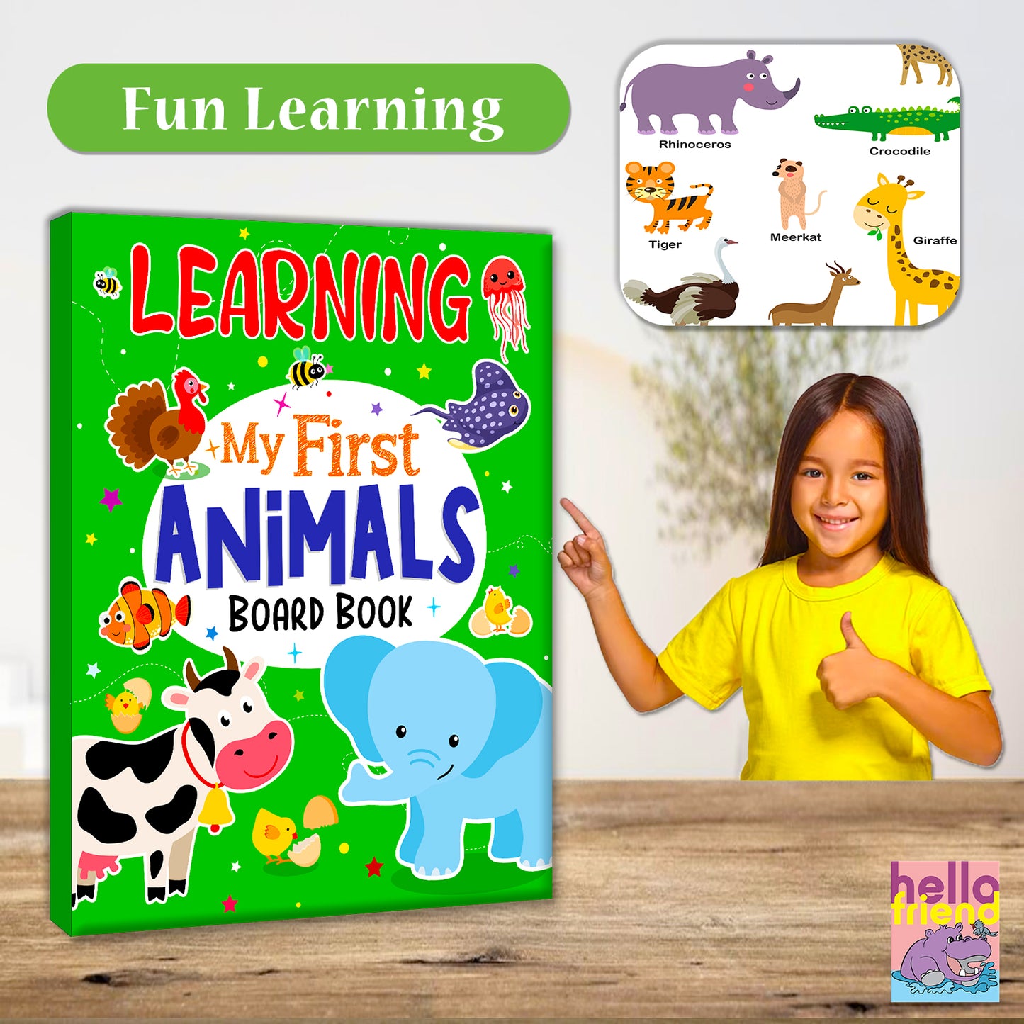 Learning My First Animals | Illustrated Board Book for Kids