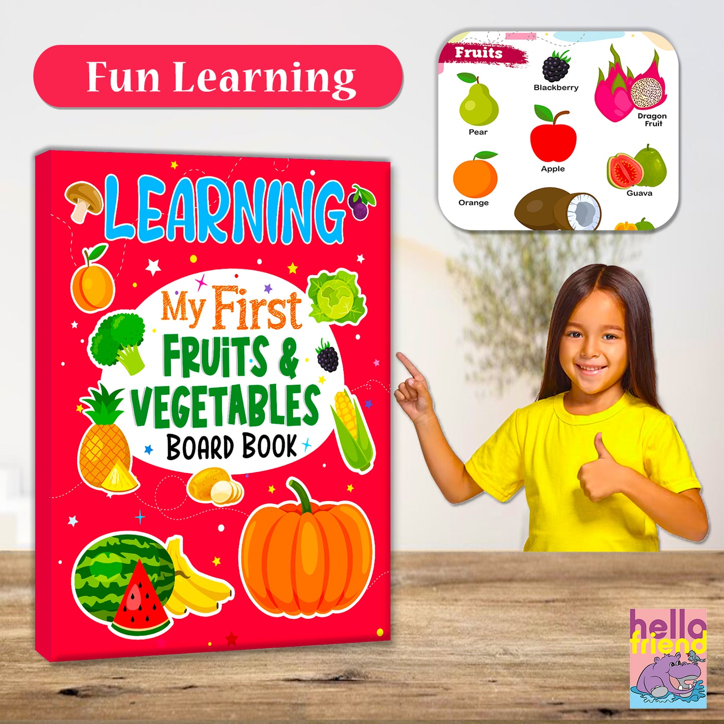 My First Fruits & Vegetables Board Book | Basic Learning Book for Toddlers | Early Learning Picture Book