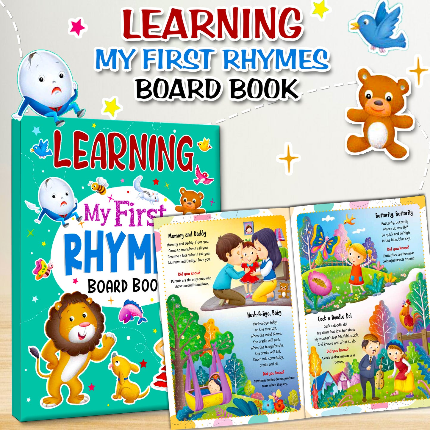 Learning My First Rhymes | Illustrated Board Book for Kids