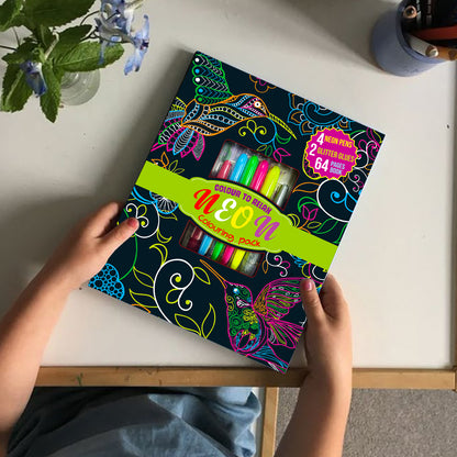 Neon Colouring Pack | Neon Coloring & Creative Activity Kit for Kids | Bright Art & Learning Kit