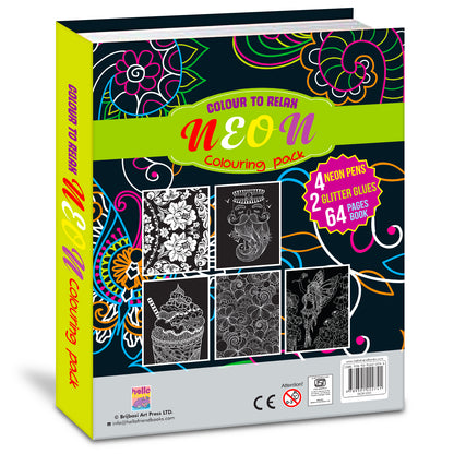 Neon Colouring Pack | Neon Coloring & Creative Activity Kit for Kids | Bright Art & Learning Kit